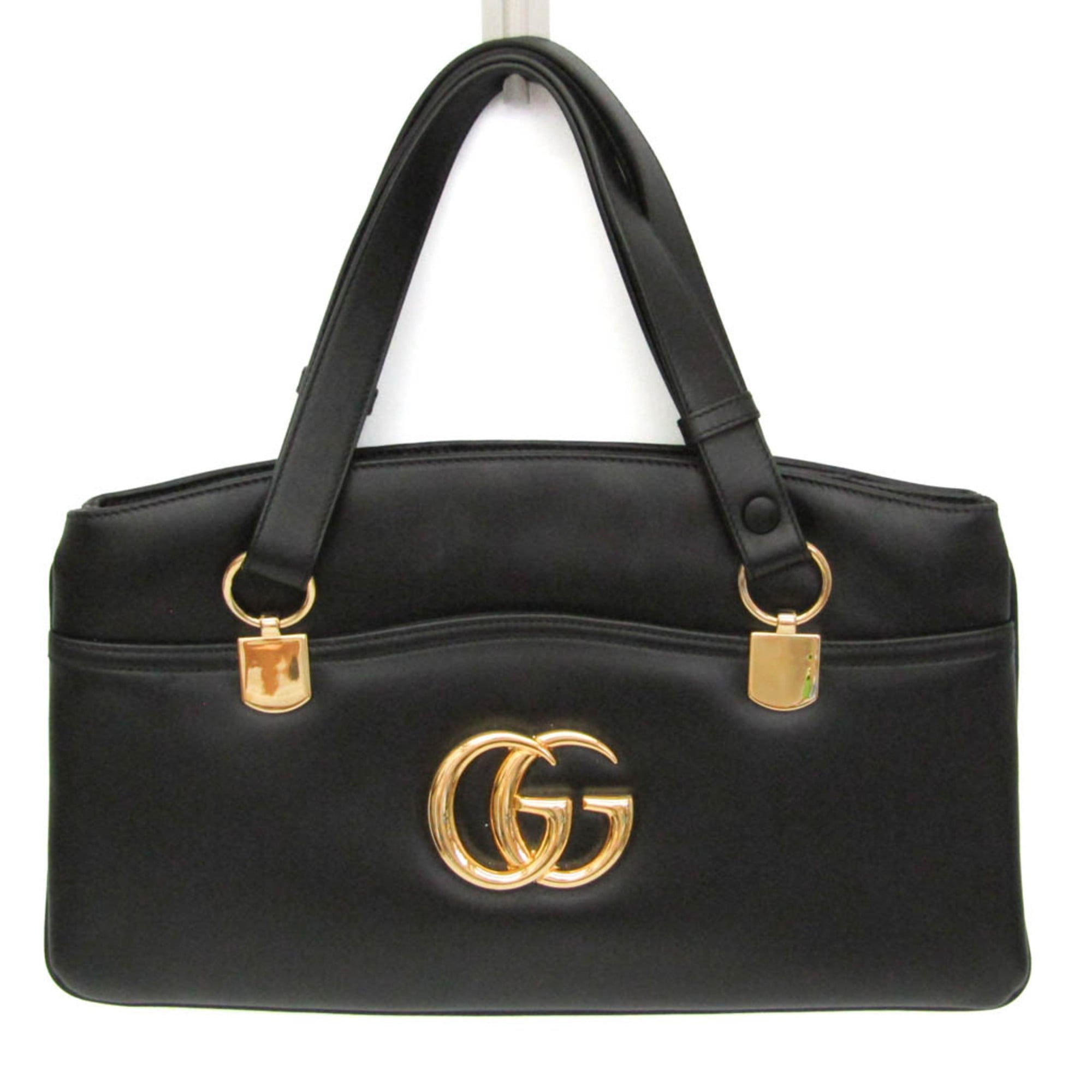 Gucci Arli Top Handle Leather Black Leather Handbag (Pre-Owned)
