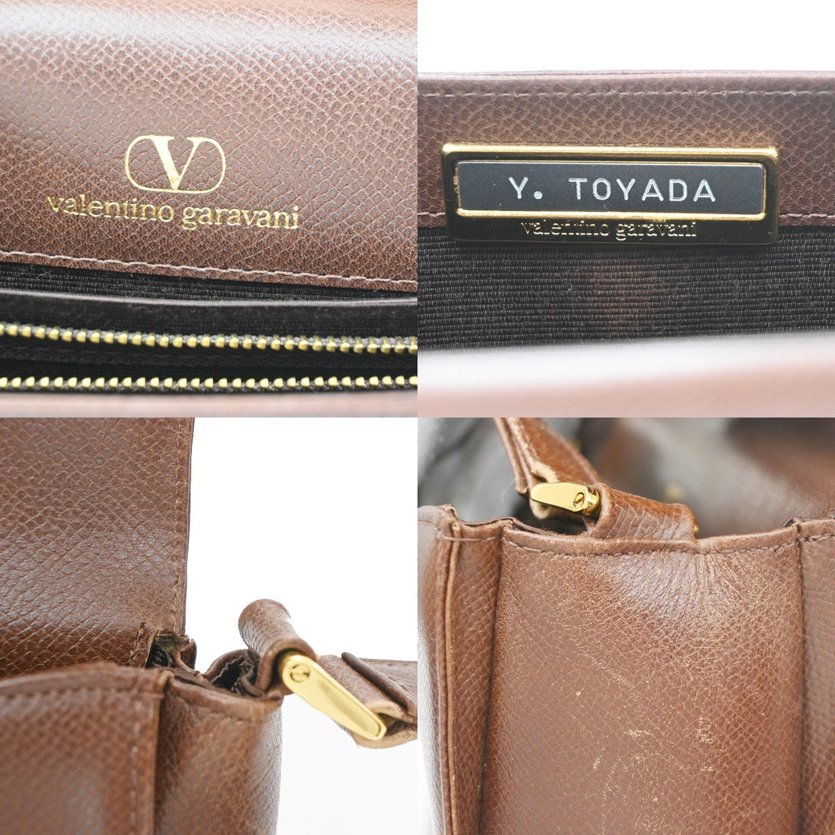 Valentino Garavani Vltn Flap Clutch Leather Brown Leather Shoulder Bag Bag (Pre-Owned)
