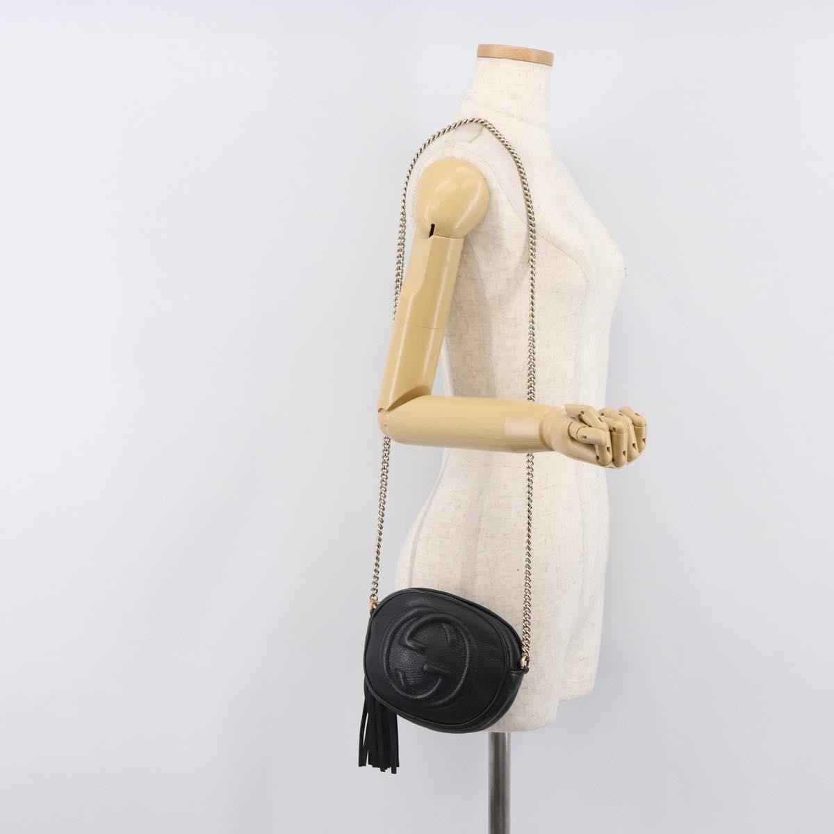 Gucci Soho Chain Leather Black Leather Handbag (Pre-Owned)