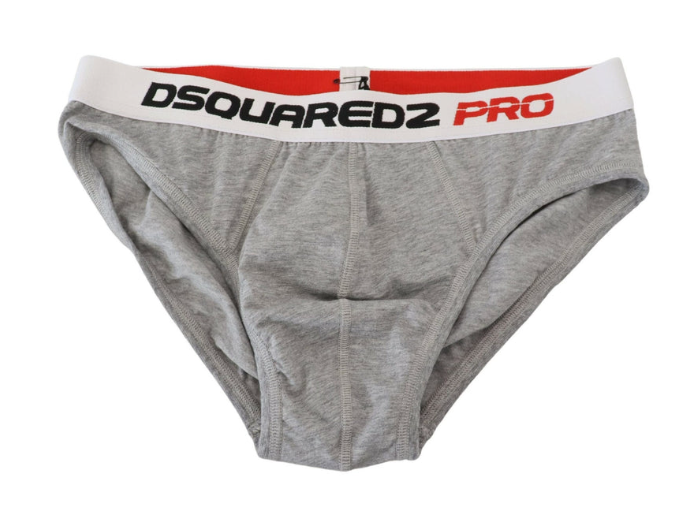 Dsquared² Gray Logo Cotton Stretch Men Brief PRO Men's Underwear