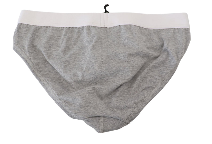 Dsquared² Gray Logo Cotton Stretch Men Brief PRO Men's Underwear