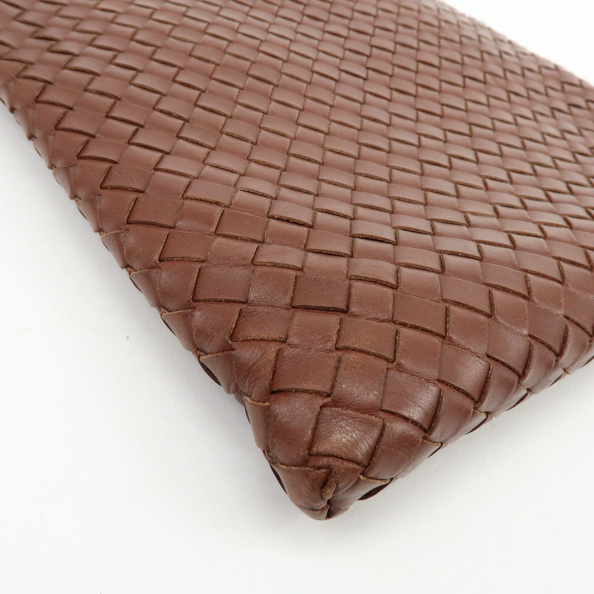 Bottega Veneta Flat Messenger Intrecciato Nappa Brown Leather Handbag (Pre-Owned)