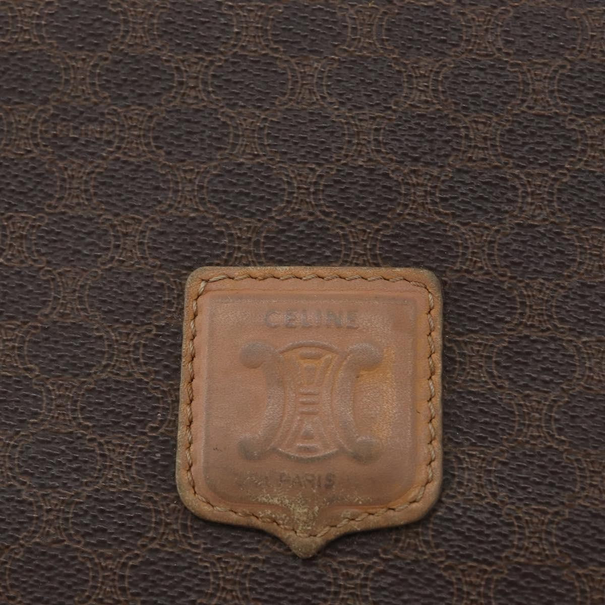 Celine Vintage Macadam Canvas And Leather Brown Canvas Shoulder Bag Bag (Pre-Owned)