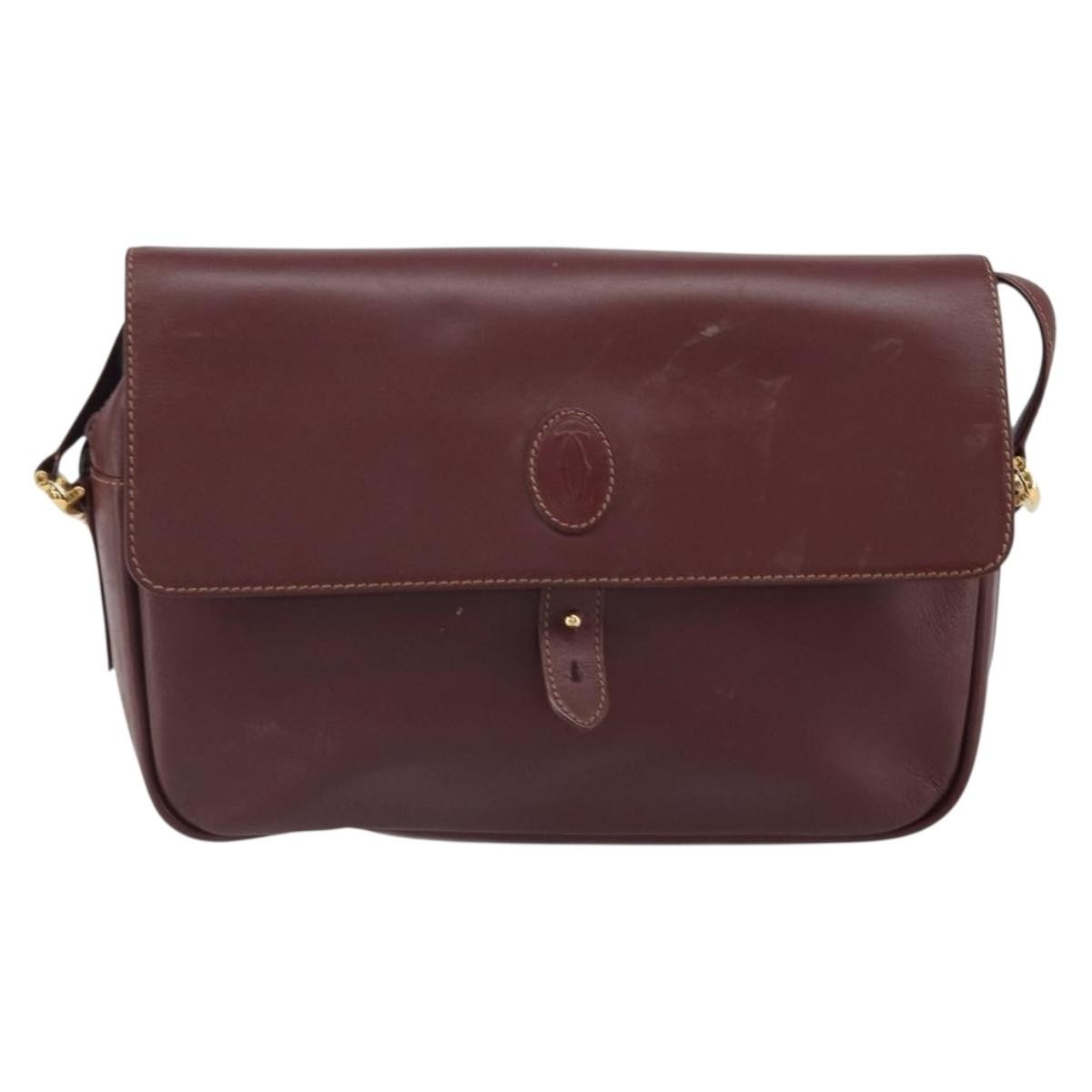Cartier Must De Cartier Leather Burgundy Leather Shoulder Bag Bag (Pre-Owned)