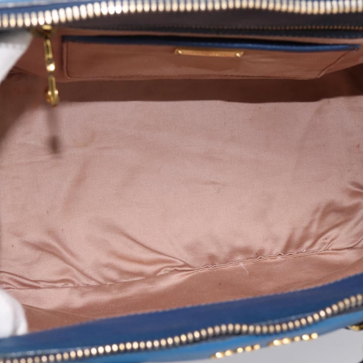 Miu Miu Madras Bowler Leather Blue Leather Handbag (Pre-Owned)