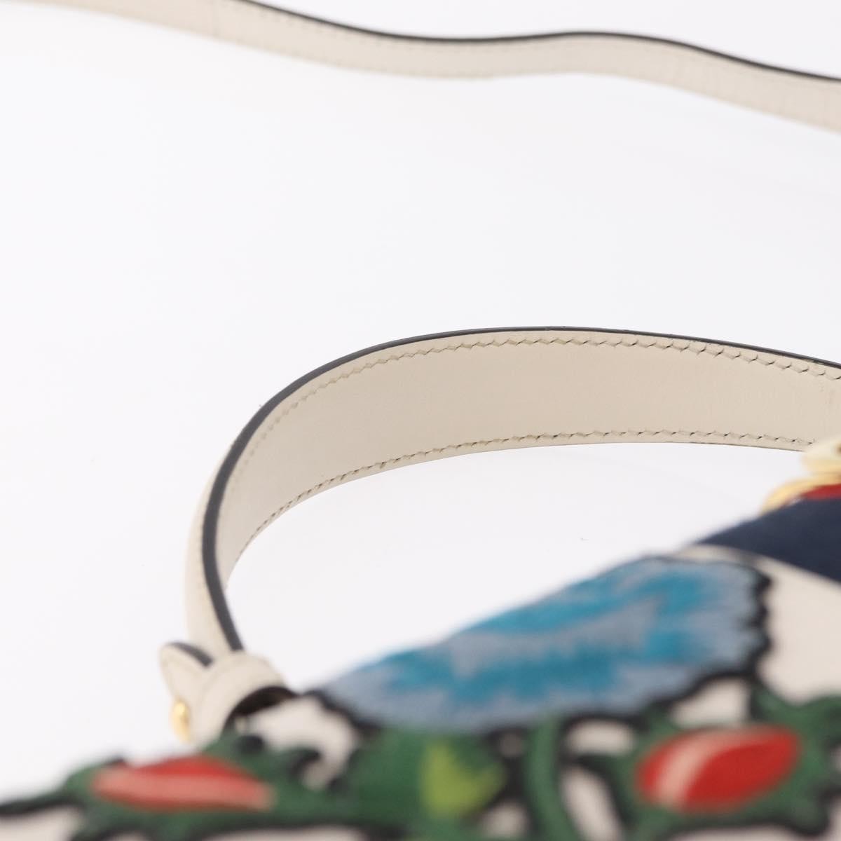 Gucci Sylvie Top Handle Embroidered Leather White Leather Handbag (Pre-Owned)