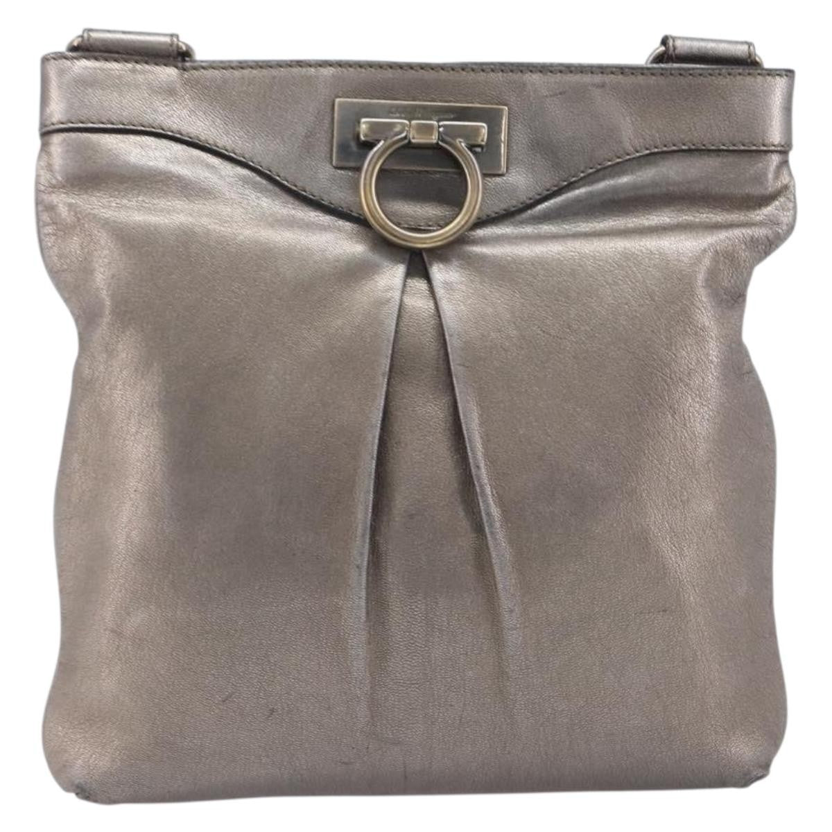 Salvatore Ferragamo Gancini Leather Gold Leather Crossbody Bag Bag (Pre-Owned)