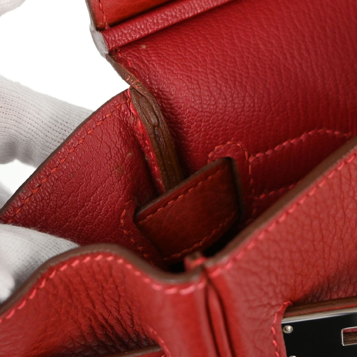 Hermes Birkin Red Togo With Palladium Hardware Red Leather Handbag (Pre-Owned)