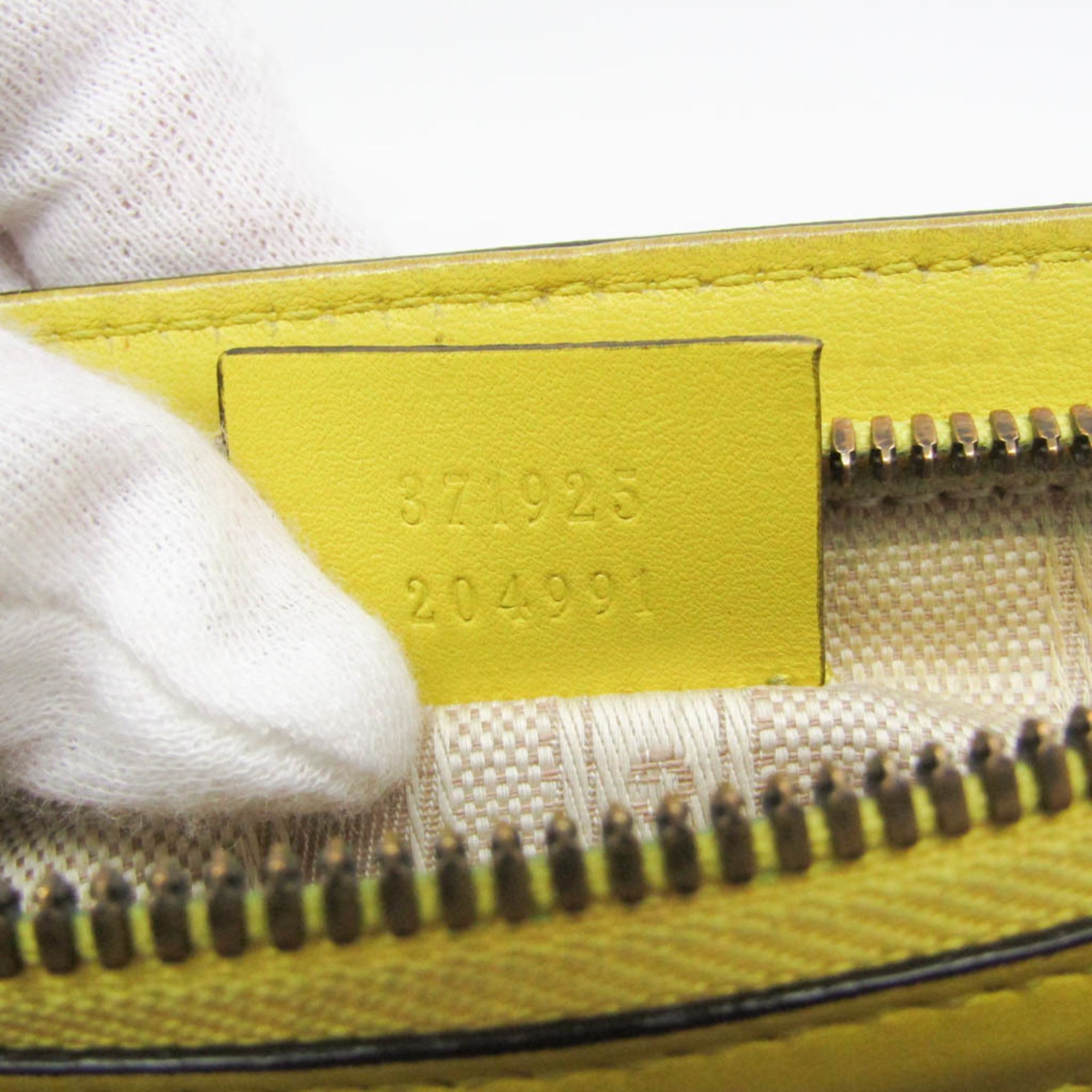 Gucci Bright Bit Convertible Tote Patent Leather Yellow Patent_Leather Handbag (Pre-Owned)