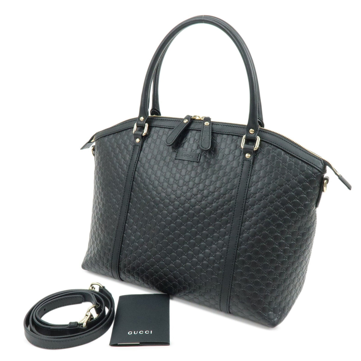 Gucci Guccissima Gg Leather Black Leather Handbag (Pre-Owned)