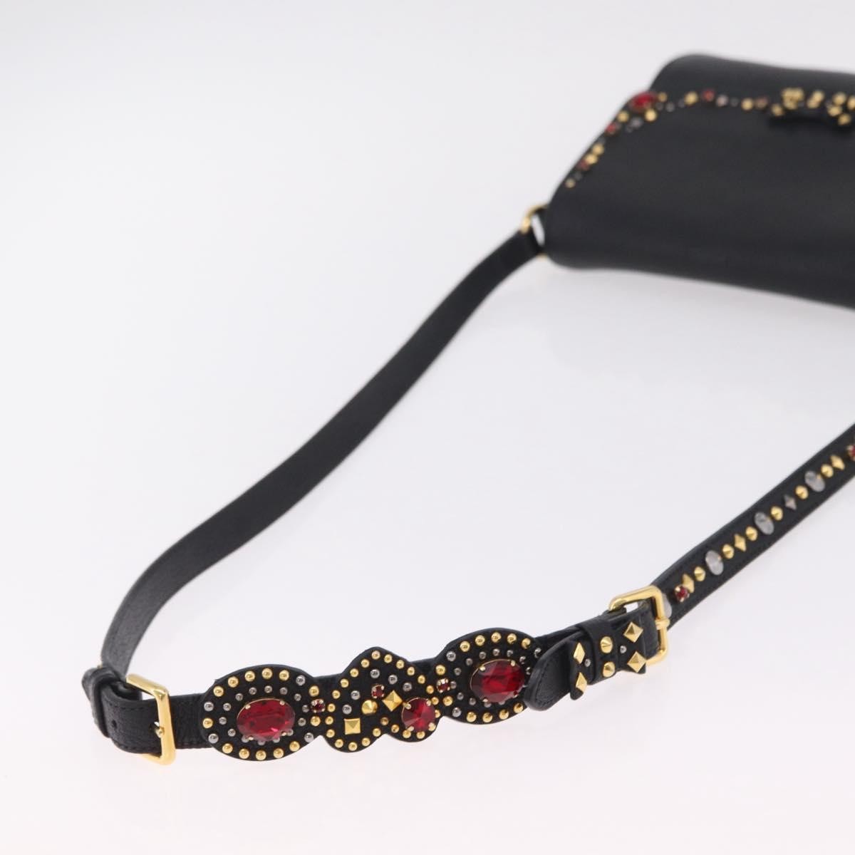 Miu Miu Shoulder Leather Black Leather Shoulder Bag Bag (Pre-Owned)