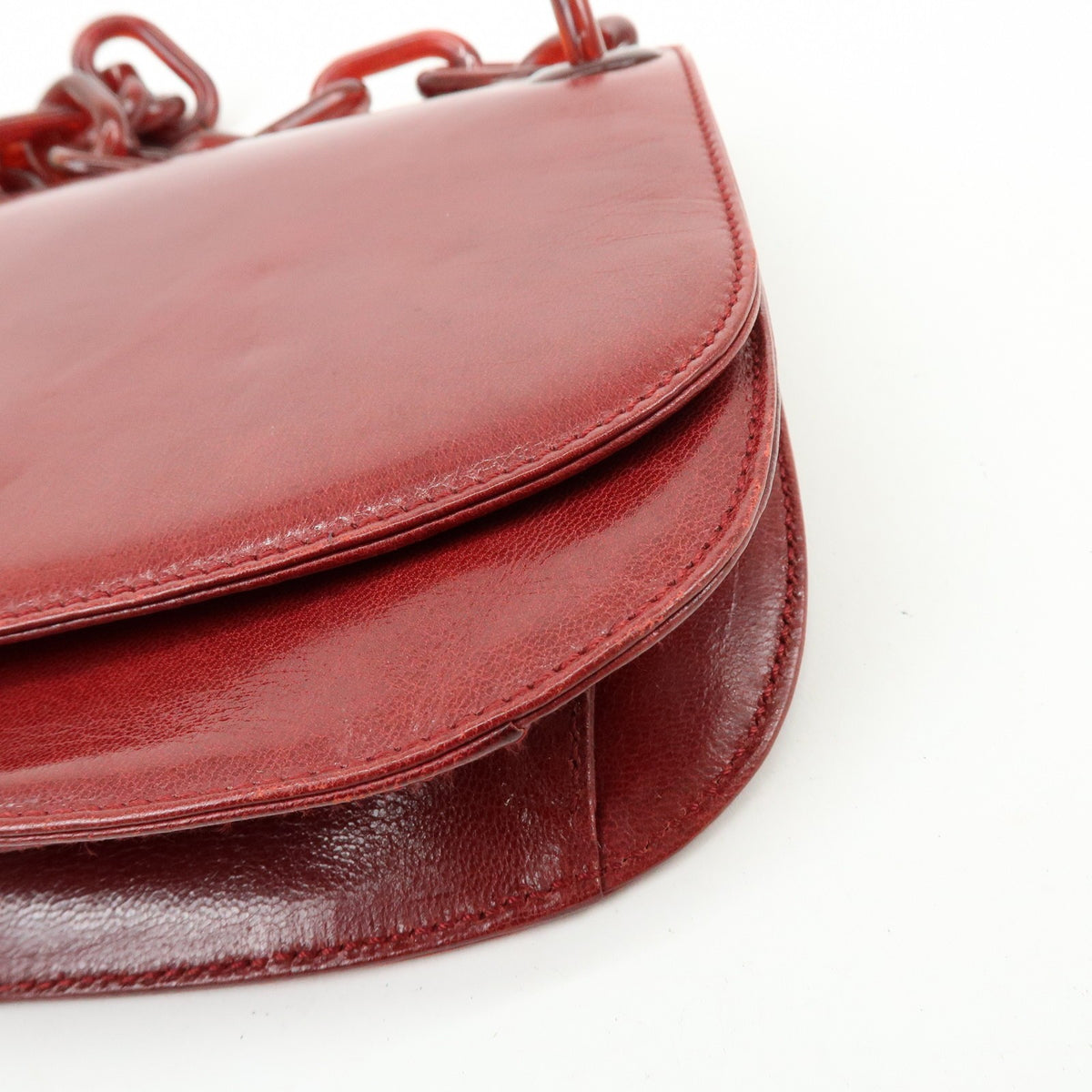 Prada Shoulder Leather Red Leather Shoulder Bag Bag (Pre-Owned)