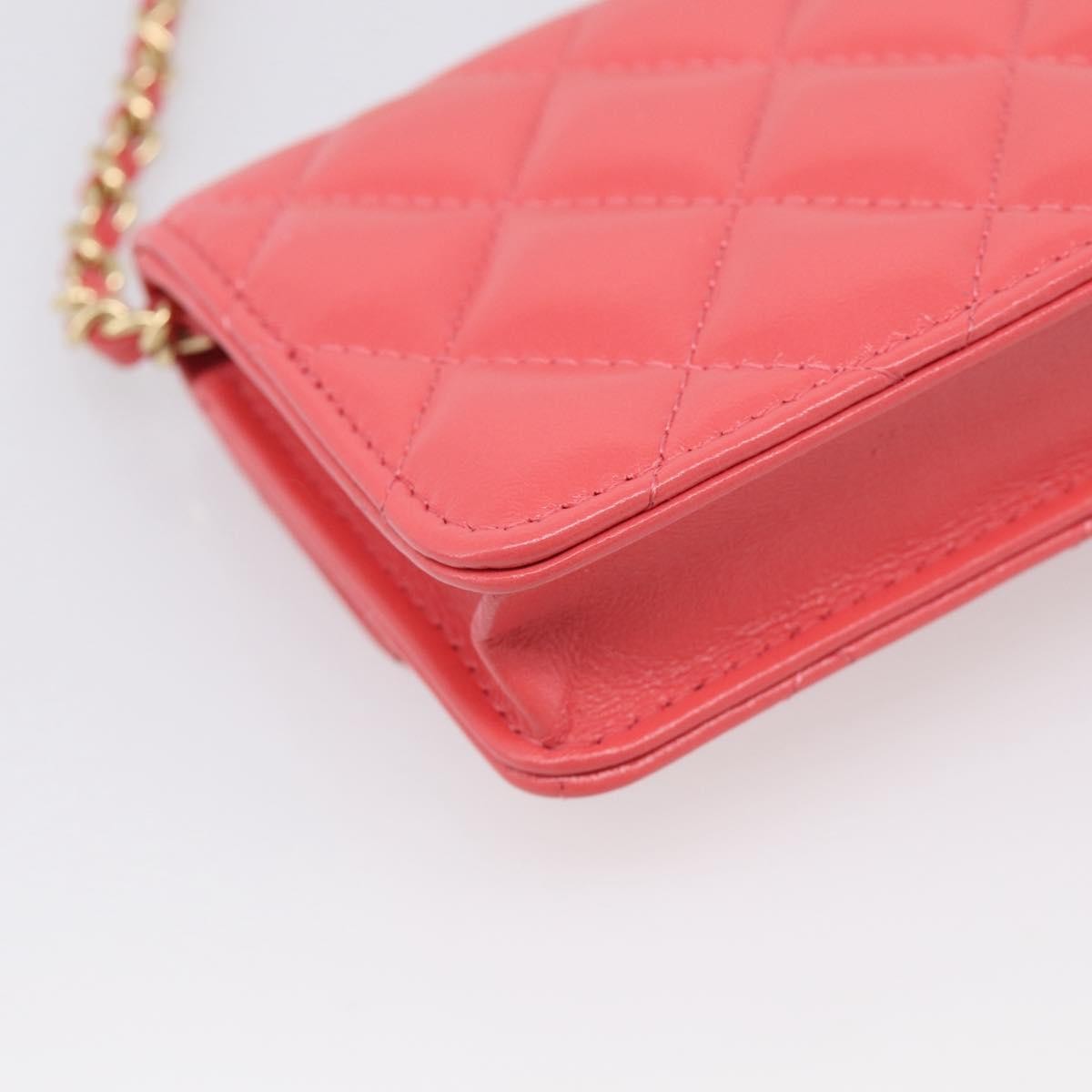 Chanel Textured Cc Wallet On Chain Quilted Lambskin Pink Leather Crossbody Bag Bag (Pre-Owned)