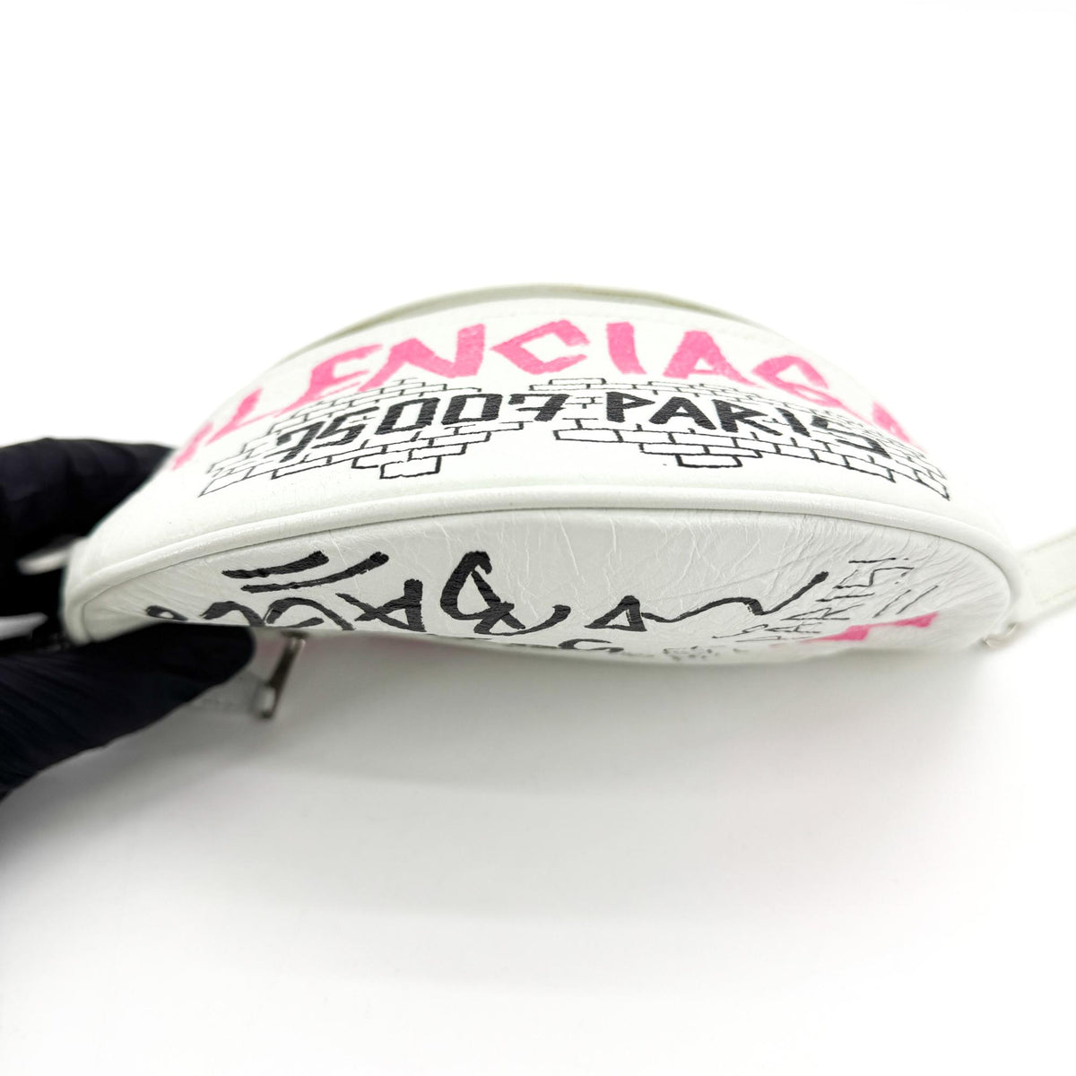 Balenciaga Graffiti Souvenir Belt Leather White Leather Handbag (Pre-Owned)