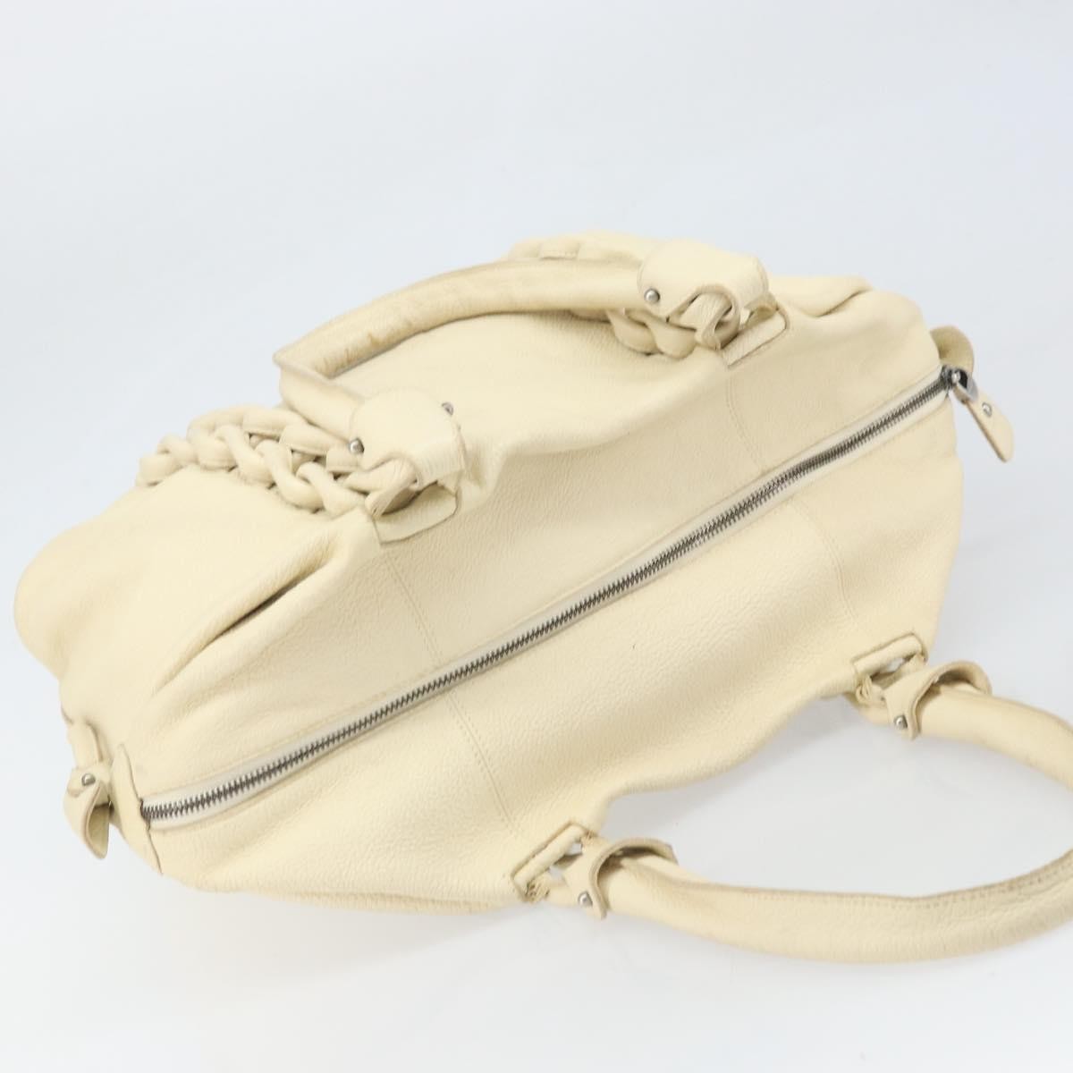 Salvatore Ferragamo Gancini Tote Leather Beige Leather Tote Bag Bag (Pre-Owned)