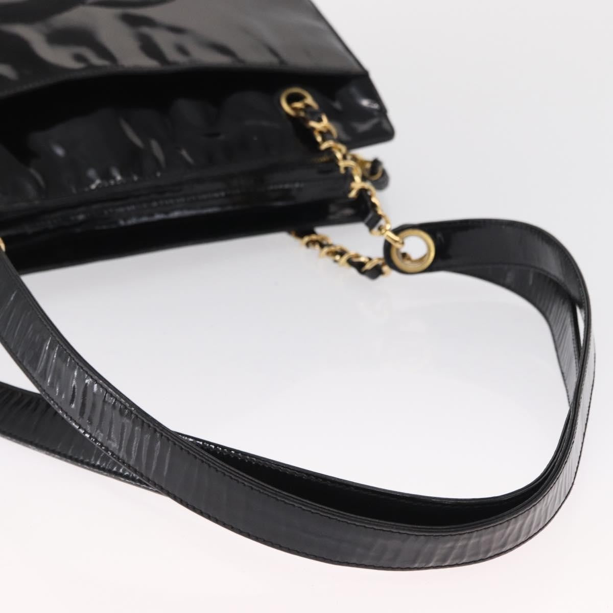 Chanel Vintage Timeless Chain Patent Black Patent_Leather Shoulder Bag Bag (Pre-Owned)