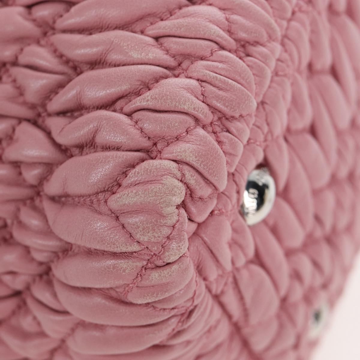 Miu Miu Crystal Convertible Top Handle Matelasse Leather Pink Leather Handbag (Pre-Owned)