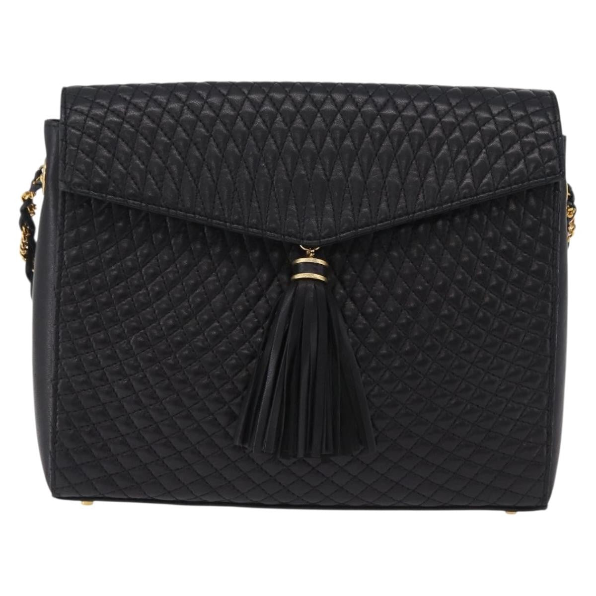 Bally Vintage Chain Quilted Leather Black Leather Shoulder Bag Bag (Pre-Owned)