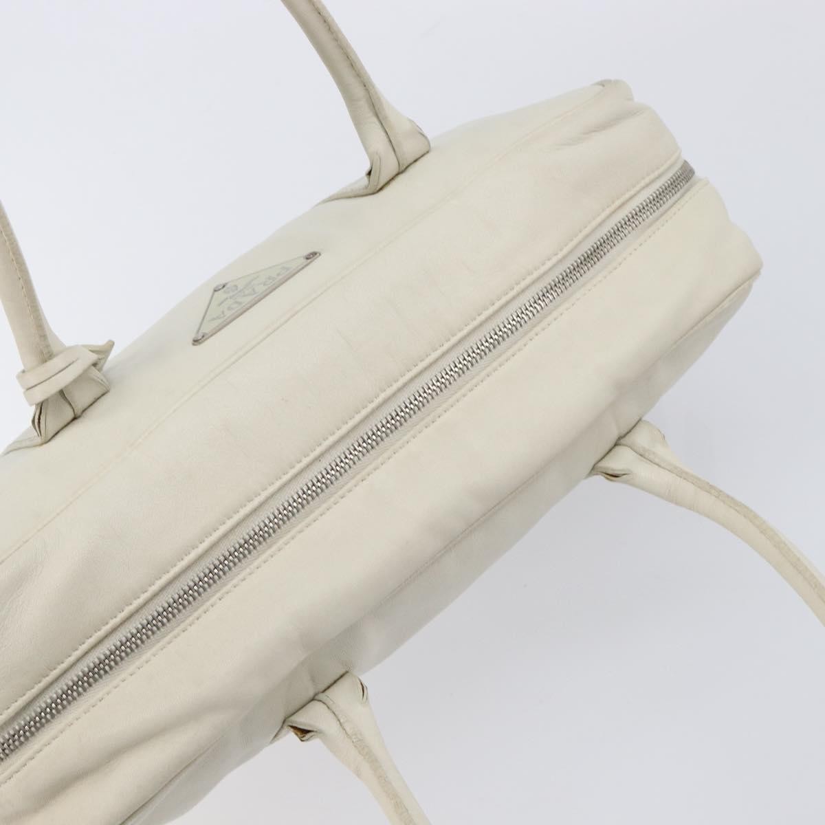 Prada Tote Leather White Leather Tote Bag Bag (Pre-Owned)