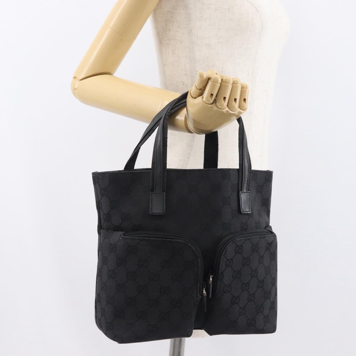 Gucci Double Pocket Tote Gg Canvas And Leather Black Canvas Handbag (Pre-Owned)