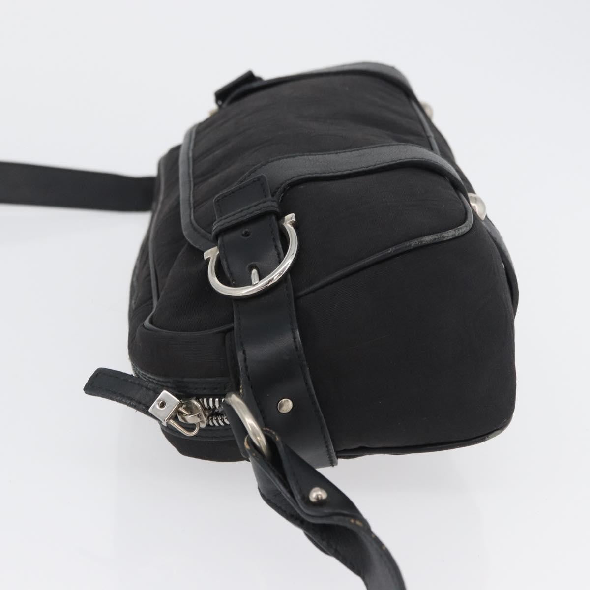 Salvatore Ferragamo Gancini Canvas Black Canvas Shoulder Bag Bag (Pre-Owned)