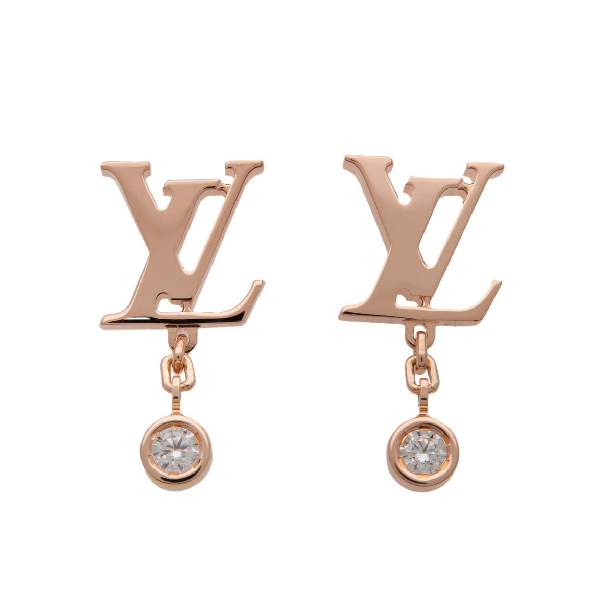 Louis Vuitton Idylle Blossom Lv Ear Stud 18K Yellow Gold With Diamond Gold Rose_Gold Earrings Jewelry (Pre-Owned)