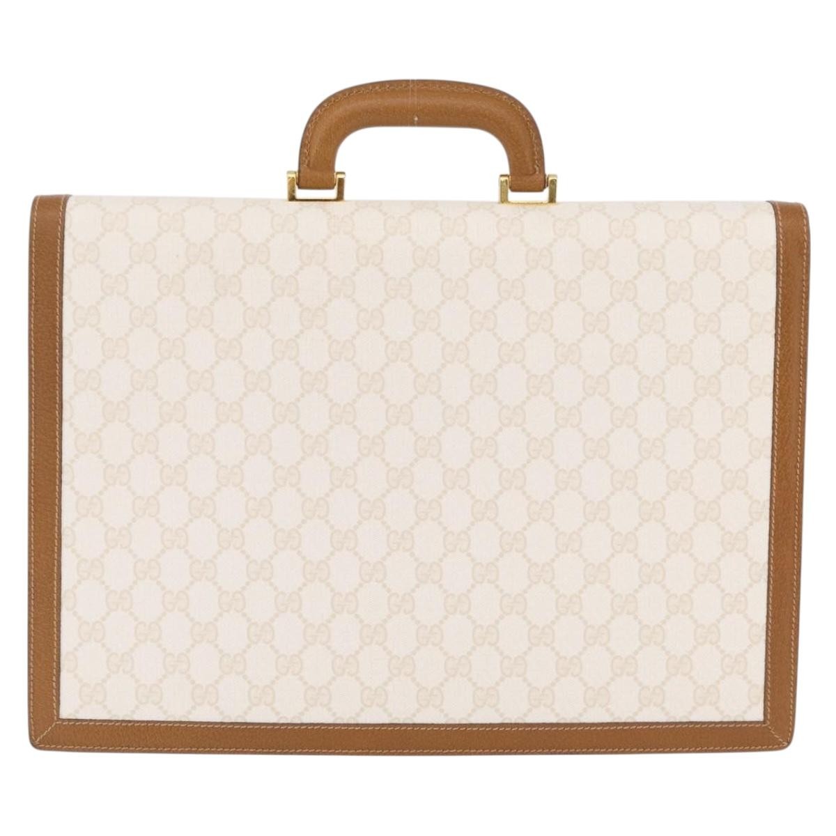 Gucci Business Gg Canvas With Leather Beige Canvas Handbag (Pre-Owned)