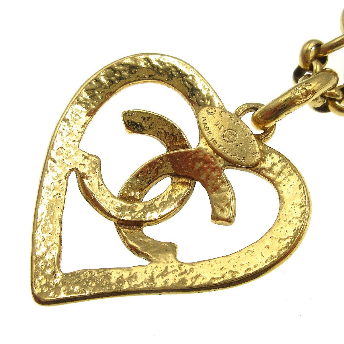 Chanel Cc Heart Pendant Metal Gold Gold_Plated Necklace Jewelry (Pre-Owned)