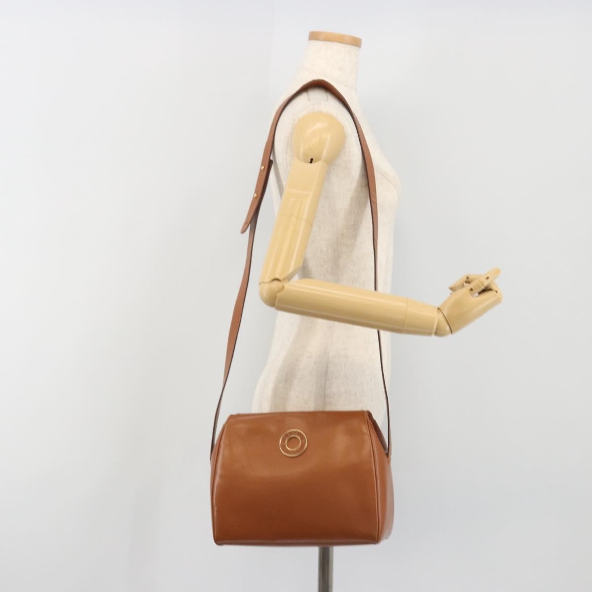 Celine Vintage Circle Logo Leather Brown Leather Shoulder Bag Bag (Pre-Owned)