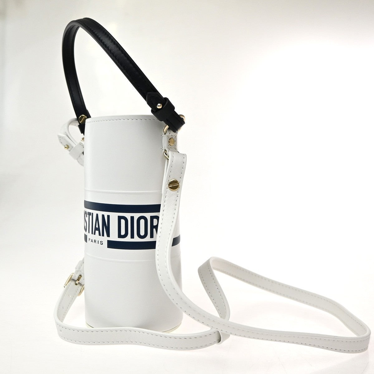 Christian Dior Vibe Bottle Holder Printed Leather White Leather Shoulder Bag Bag (Pre-Owned)