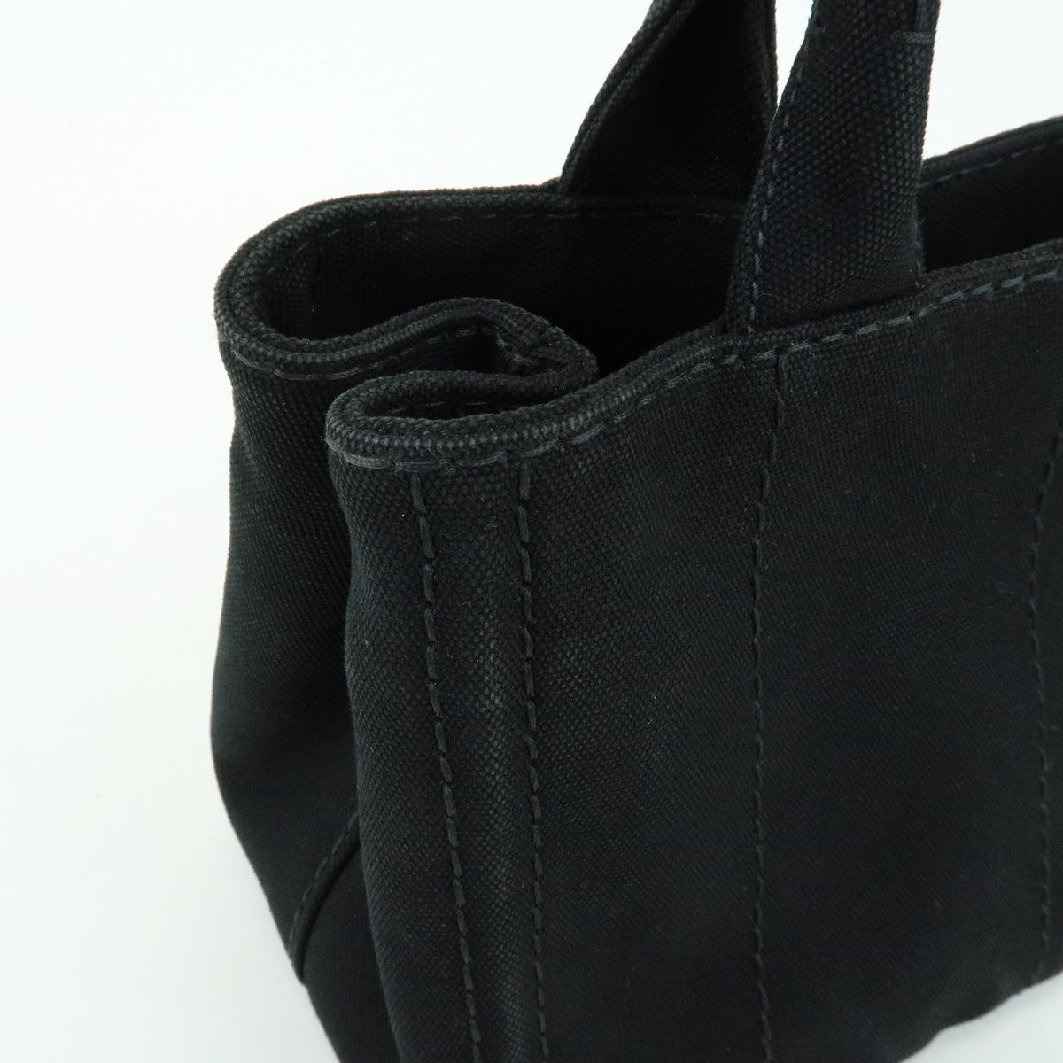 Prada Canapa Canvas Black Canvas Tote Bag Bag (Pre-Owned)