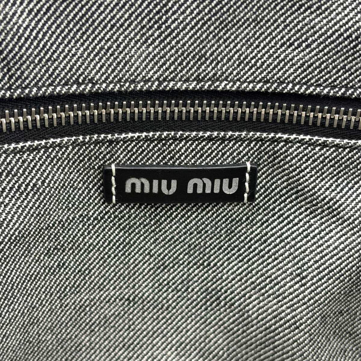 Miu Miu My Logo Leather Black Denim_Jeans Crossbody Bag Bag (Pre-Owned)