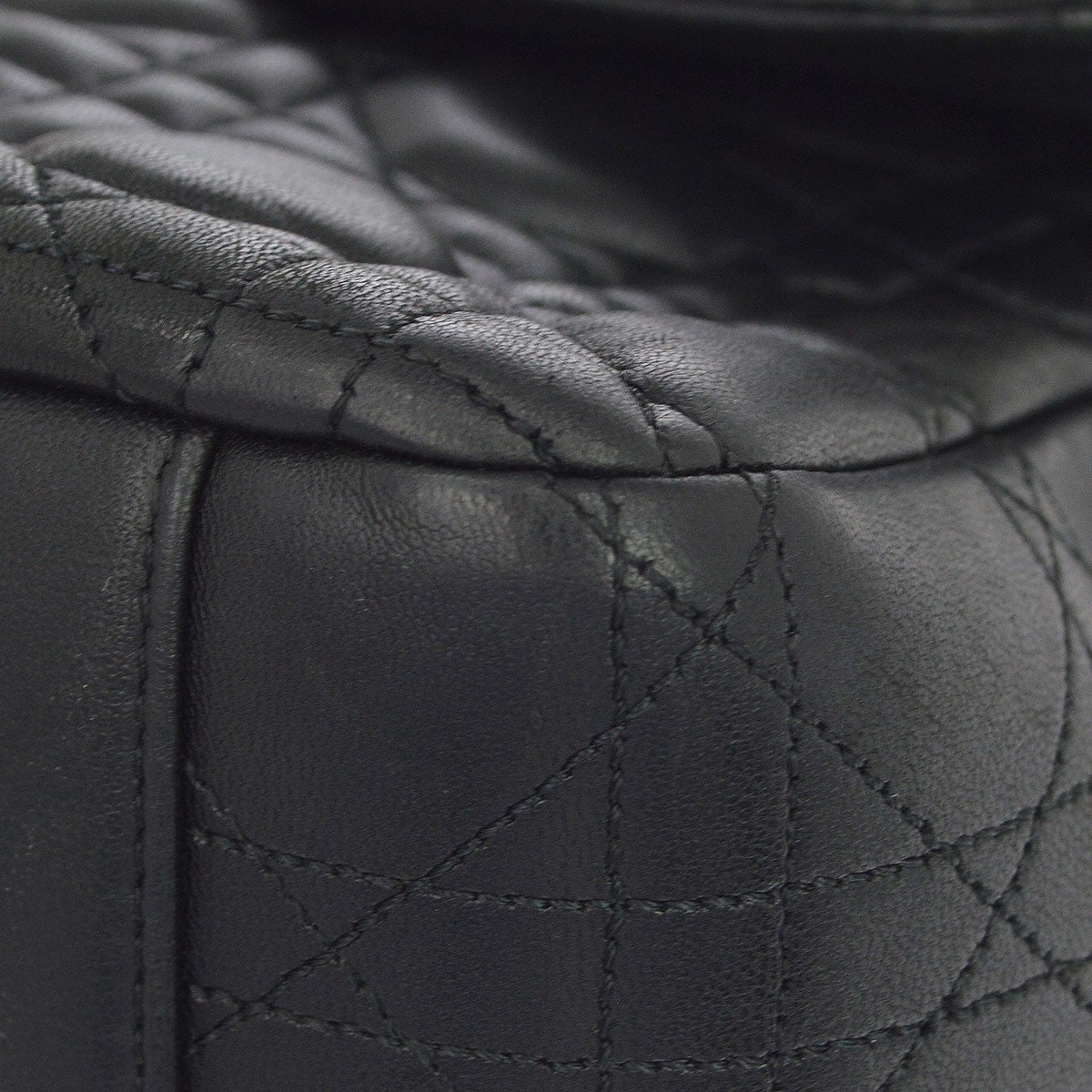 Christian Dior Black Cannage Leather Black Leather Shoulder Bag Bag (Pre-Owned)