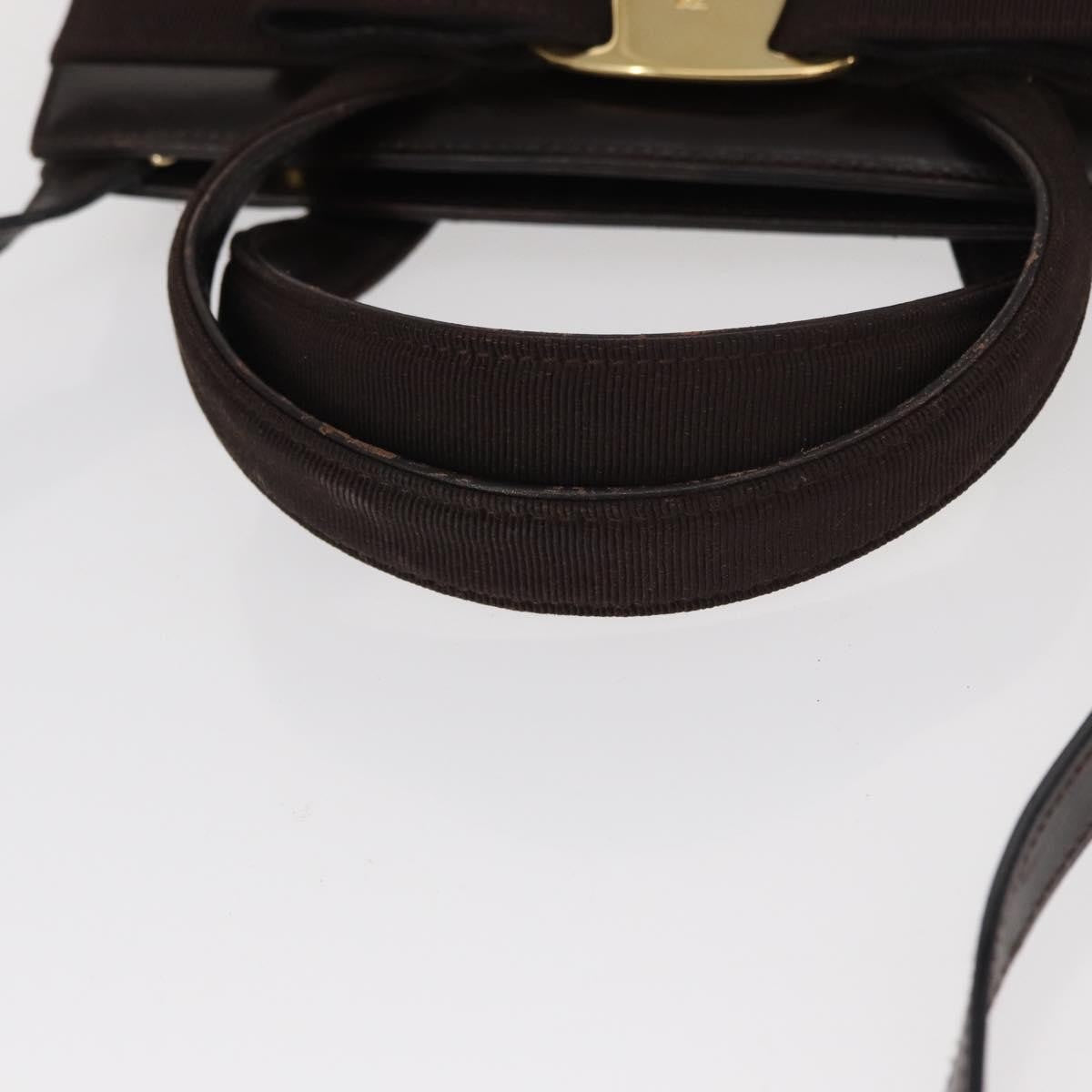 Salvatore Ferragamo Convertible Vara Bow Leather Brown Leather Handbag (Pre-Owned)