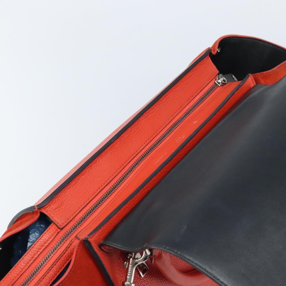 Celine Trapeze Leather With Suede Orange Leather Handbag (Pre-Owned)