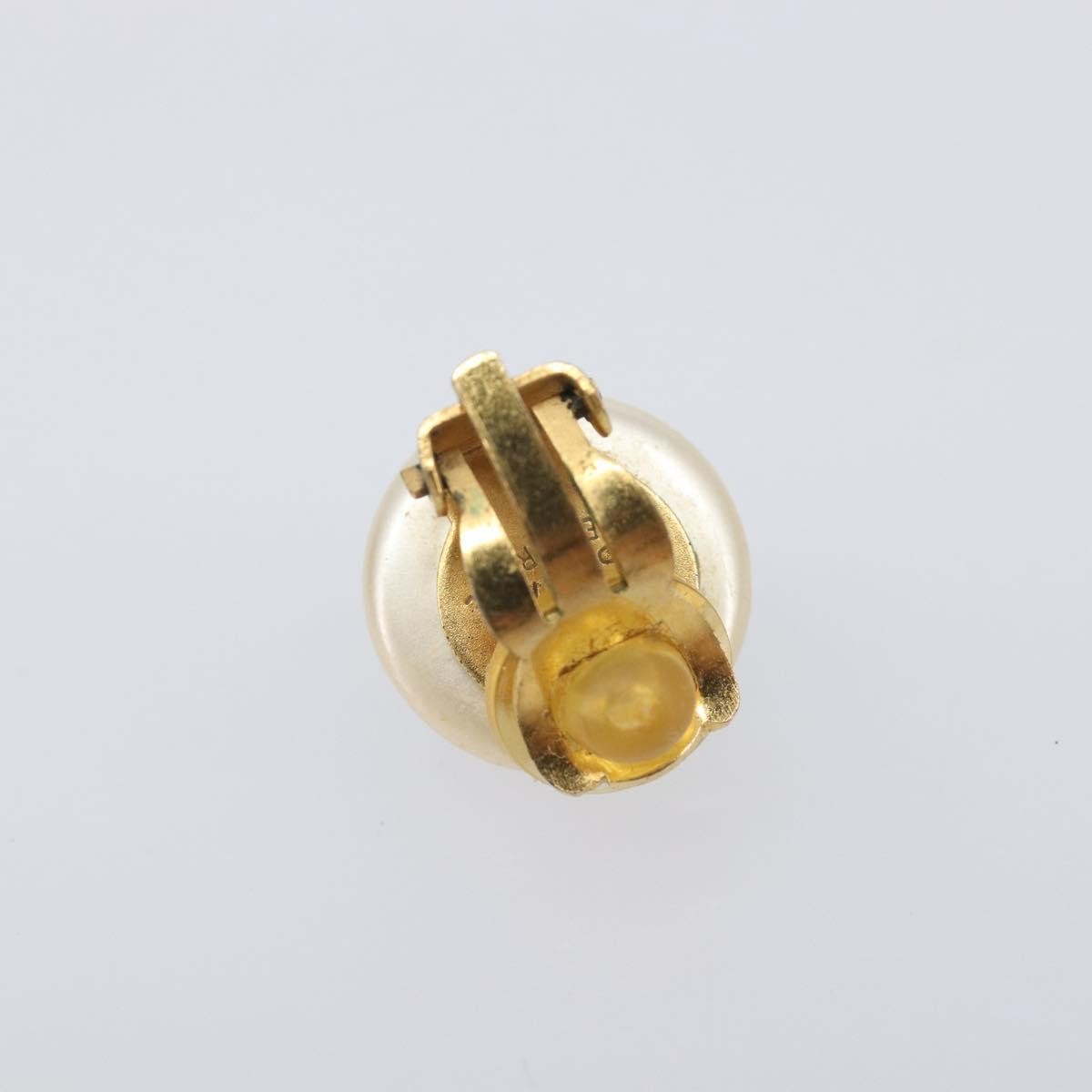 Chanel Cc Clip On Faux Pearl Embellished Metal Gold Metal Earrings Jewelry (Pre-Owned)