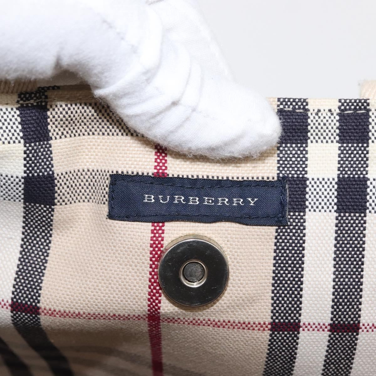 Burberry Nova Check Tote Canvas Check Pattern Beige Canvas Tote Bag Bag (Pre-Owned)