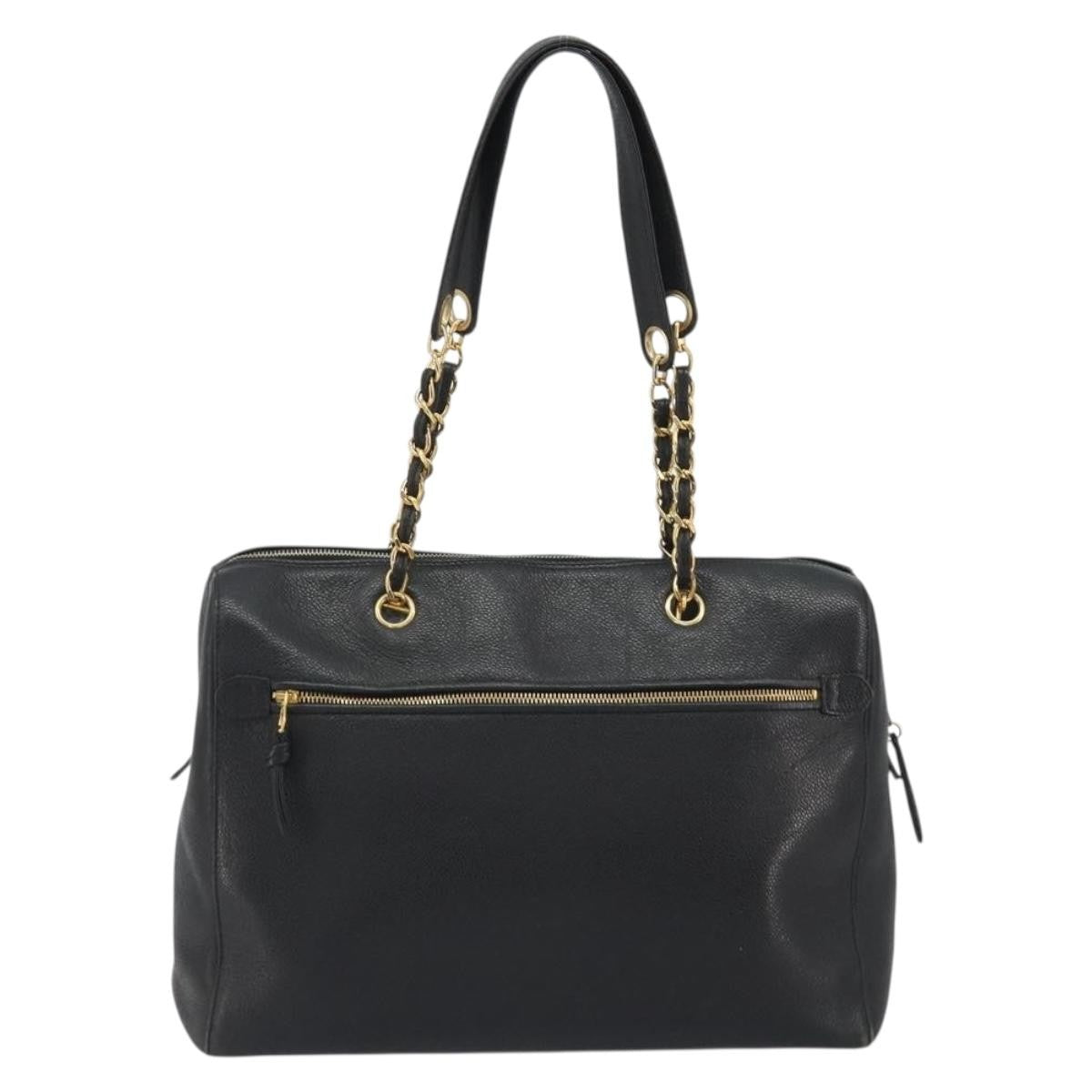 Chanel Timeless Chain Tote Caviar Black Calfskin Shoulder Bag Bag (Pre-Owned)