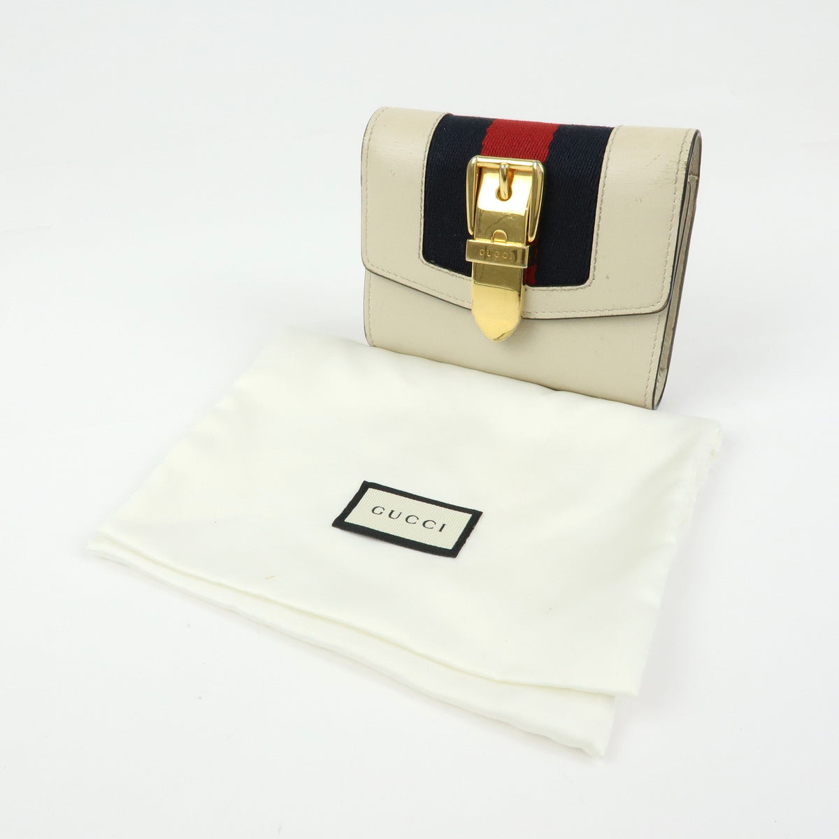 Gucci Sylvie Compact Leather Beige Leather Wallets Accessory (Pre-Owned)