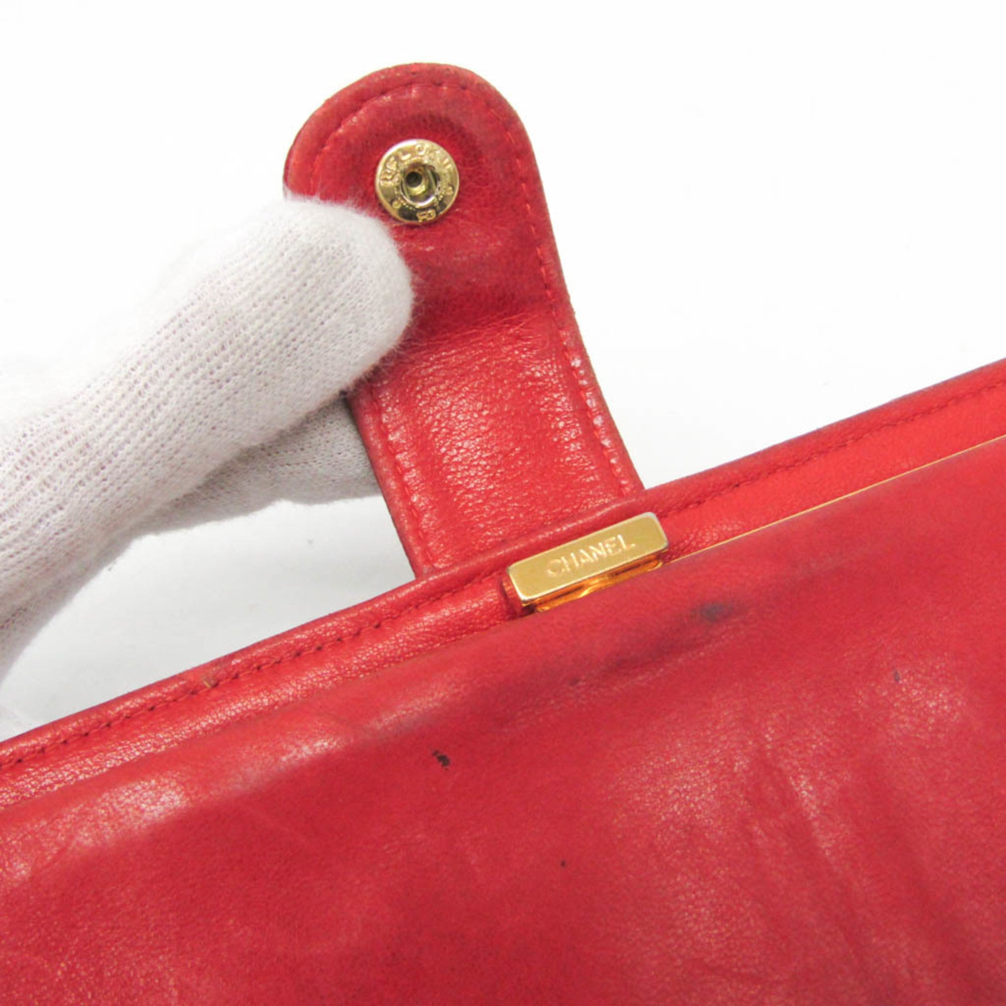 Chanel Timeless Cc French Calfskin Red Leather Wallets Accessory (Pre-Owned)