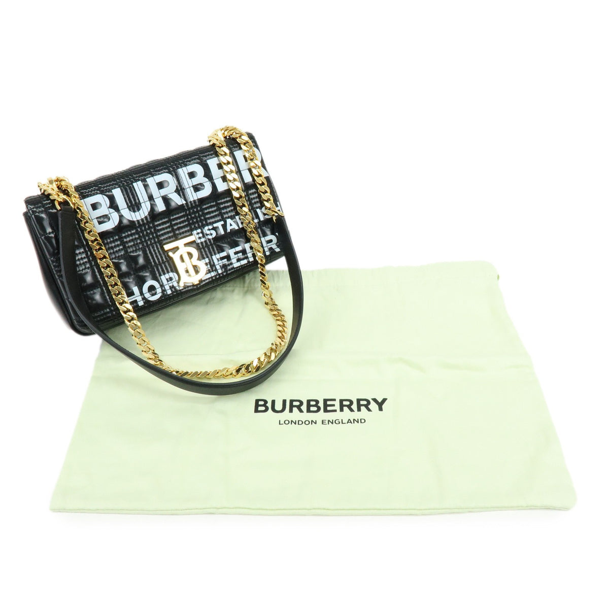 Burberry Lola Clutch On Chain Quilted Leather Black Leather Clutche & Pouche Bag (Pre-Owned)