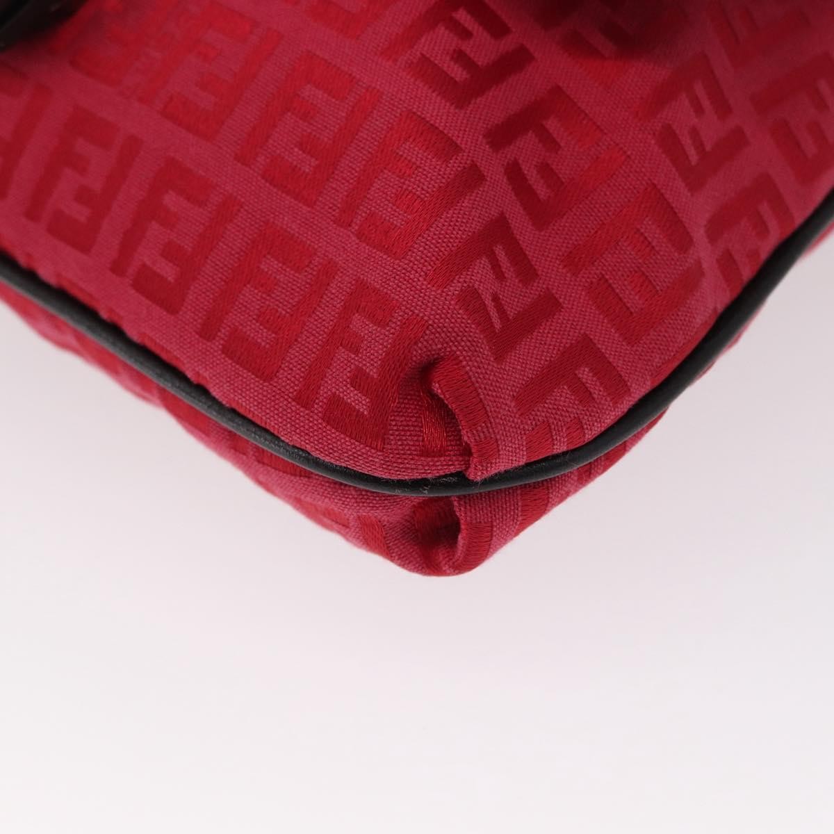 Fendi Vintage Flap Zucchino Canvas Red Canvas Shoulder Bag Bag (Pre-Owned)