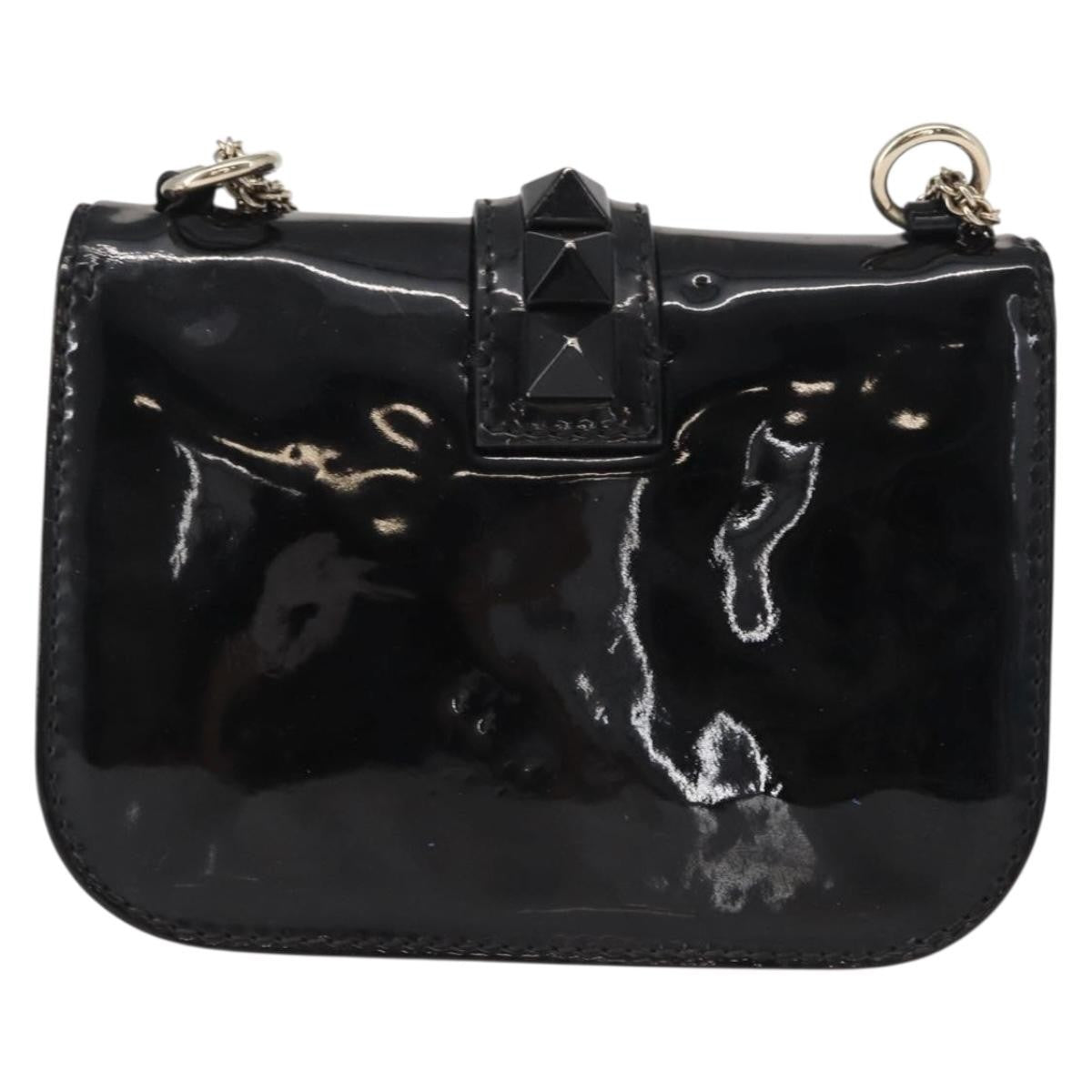 Valentino Garavani Glam Lock Patent Black Patent_Leather Shoulder Bag Bag (Pre-Owned)
