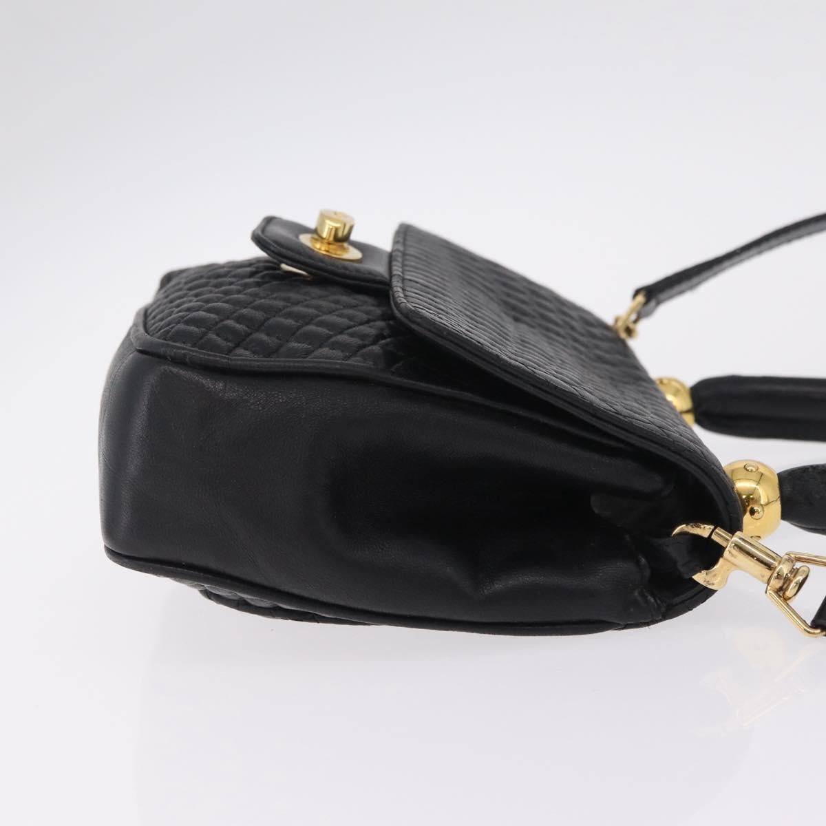 Bally Handbag Leather Black Leather Handbag (Pre-Owned)
