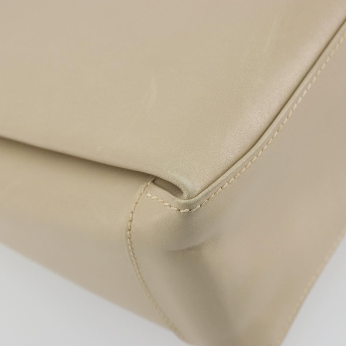 Gucci Vintage Convertible Box Leather Beige Leather Handbag (Pre-Owned)