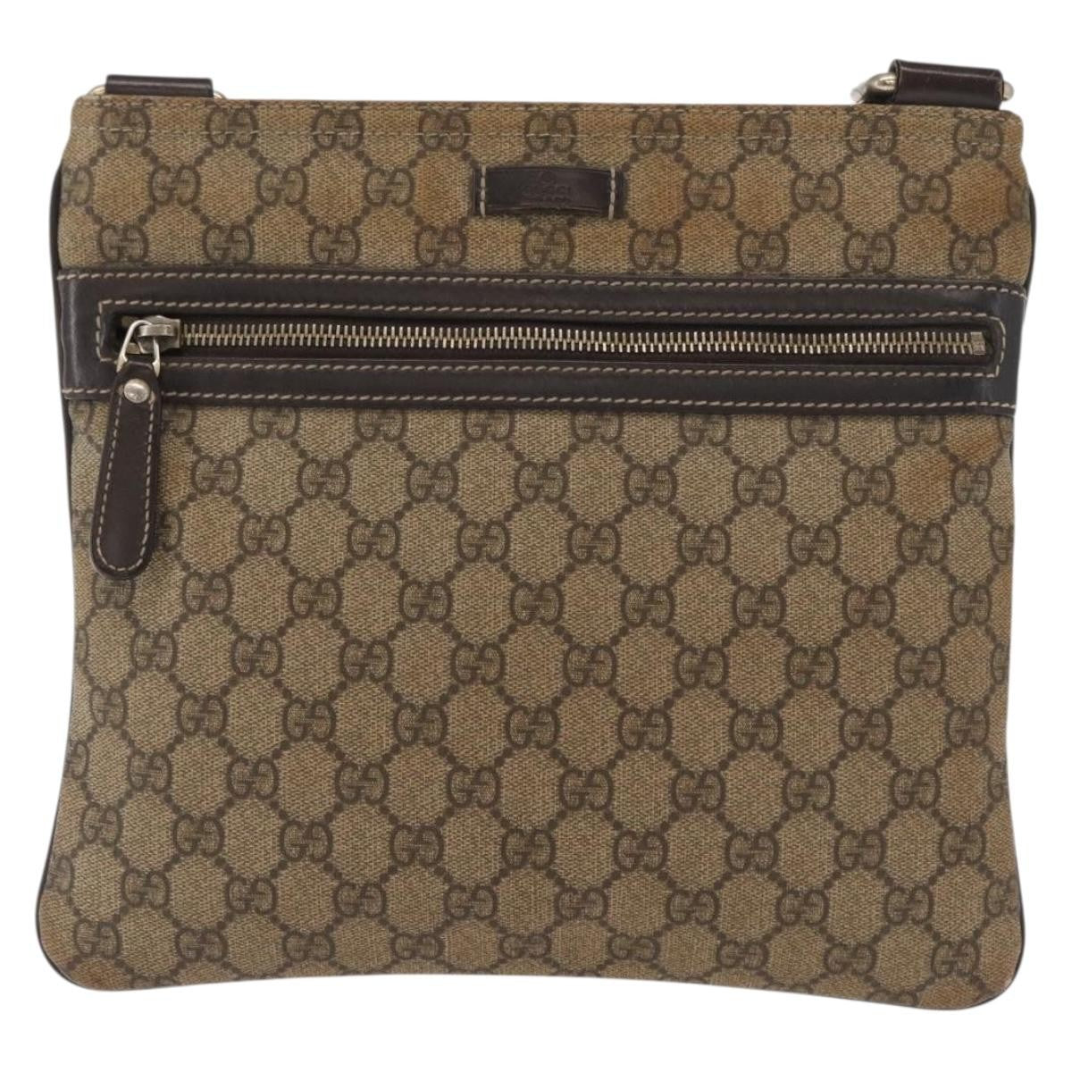 Gucci Flat Messenger Gg Coated Canvas Beige Pvc Shoulder Bag Bag (Pre-Owned)
