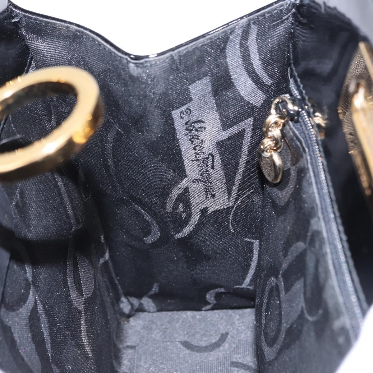Salvatore Ferragamo Vintage Gancini Chain Patent Leather Black Patent_Leather Shoulder Bag Bag (Pre-Owned)