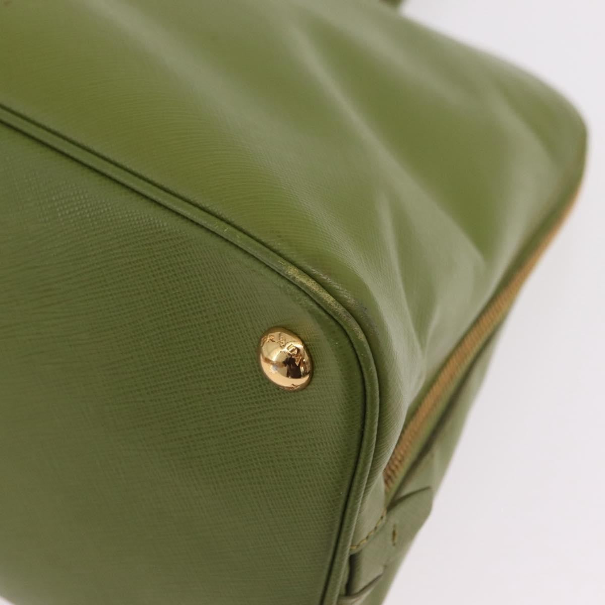 Prada Promenade Saffiano Leather Green Leather Handbag (Pre-Owned)