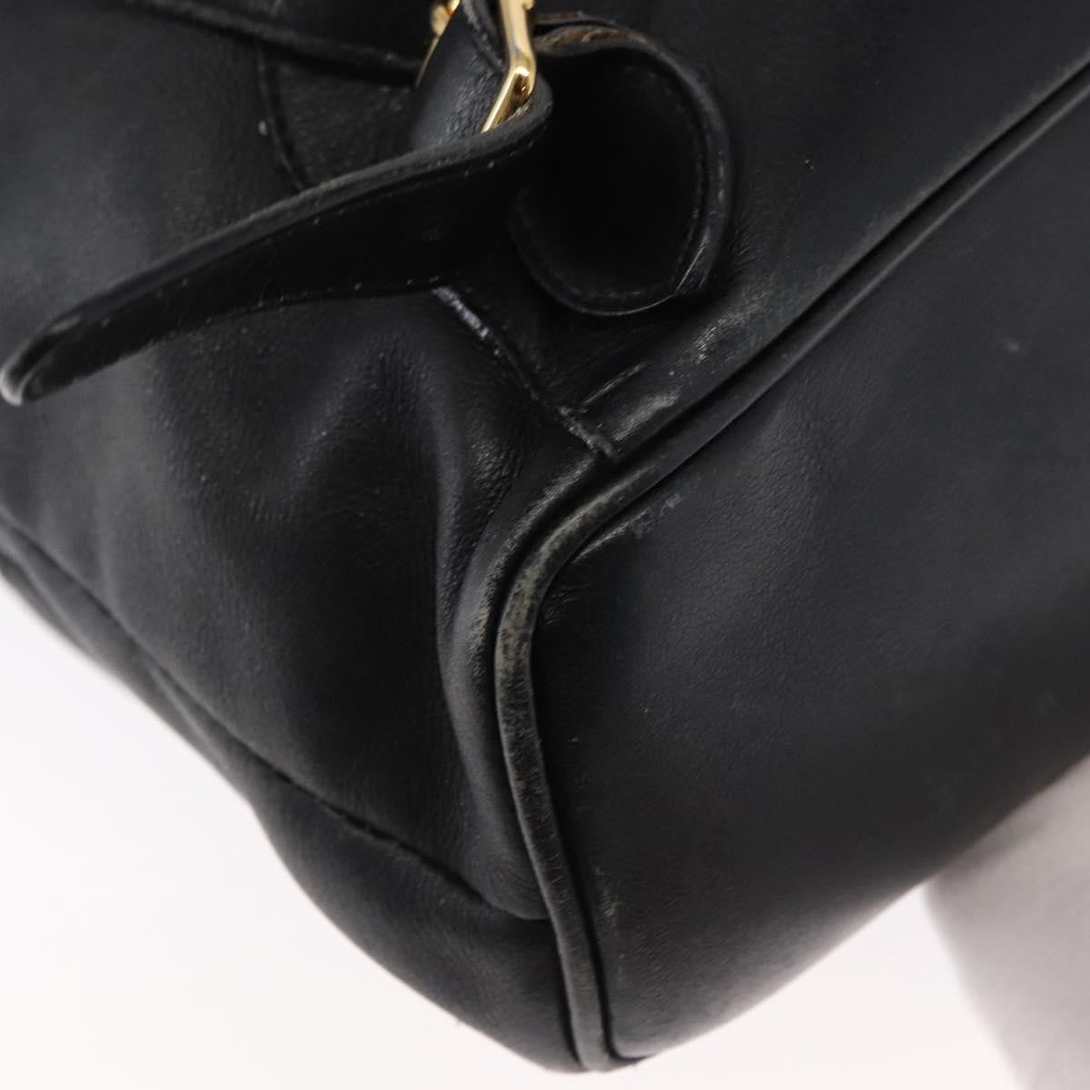 Gucci Vintage Bamboo Leather Black Leather Backpack Bag (Pre-Owned)