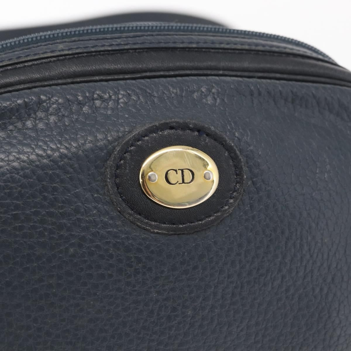 Christian Dior Vintage Cd Logo Leather Navy Leather Shoulder Bag Bag (Pre-Owned)